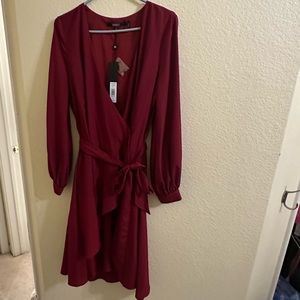 Ruby red Badgley Mischka wrap dress size 12.